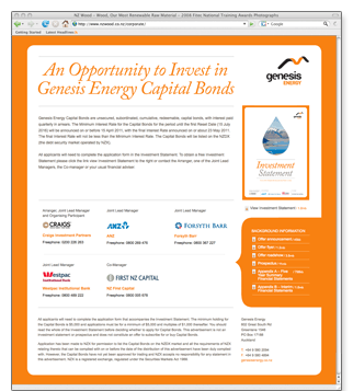 Genesis Energy capital bonds offer - homepage