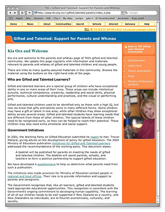 Gifted and Talented: Support - homepage