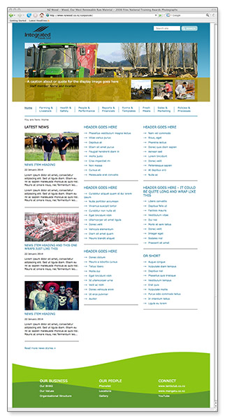 Integrated Foods intranet - homepage template