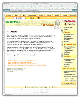 Ngā Toi Online - homepage