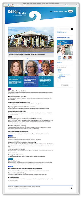 Kai Tiaki homepage - December 2021
