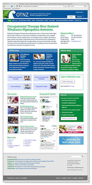 OTNZ - homepage mockup
