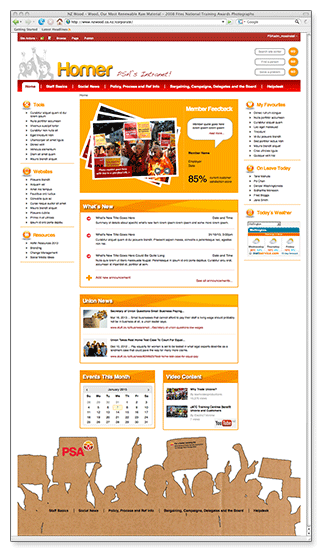 PSA intranet - homepage template