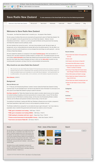 Save Radio New Zealand - homepage