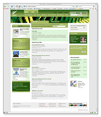 TNZ intranet - homepage green