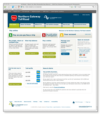 Northern Gateway Toll Road - homepage